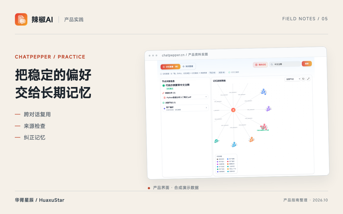 辣椒AI 长期记忆：让写作偏好跨对话复用，也能查错纠正