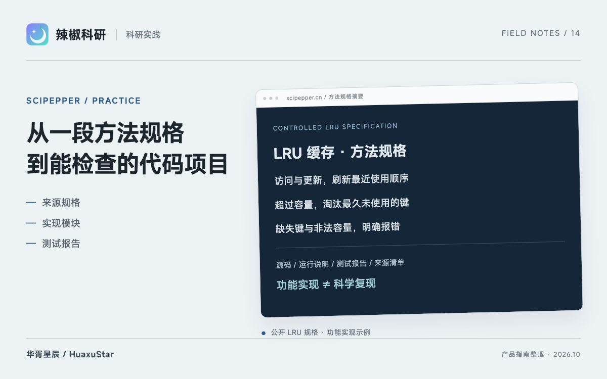 辣椒科研 代码项目：从方法规格到源码、测试报告与边界说明
