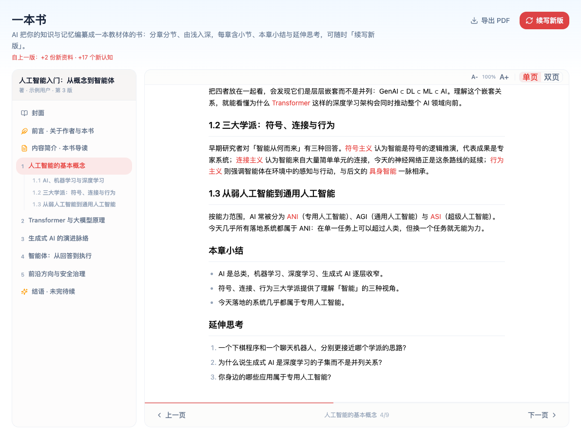 一本书的章节、小结与延伸思考