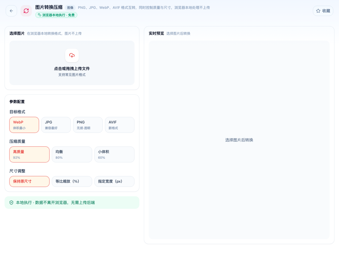 图片转换压缩的格式、质量与尺寸设置